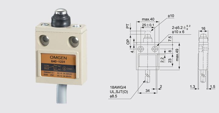 限位開關(guān)防水行程開關(guān)G4C-1231尺寸圖