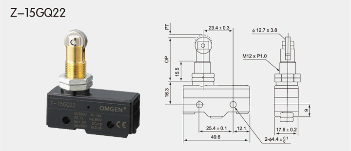 Z-15GQ22微動(dòng)開關(guān)尺寸圖