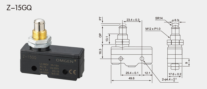 Z-15GQ 微動開關(guān)尺寸圖